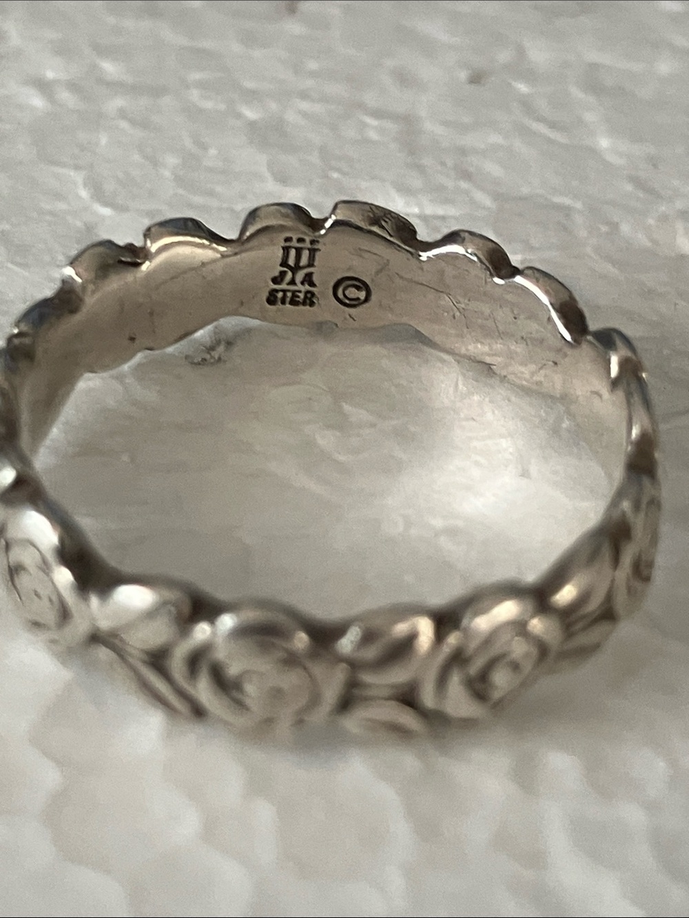James Avery Rose Vine Sterling Silver Floral Band - Picture 5 of 6